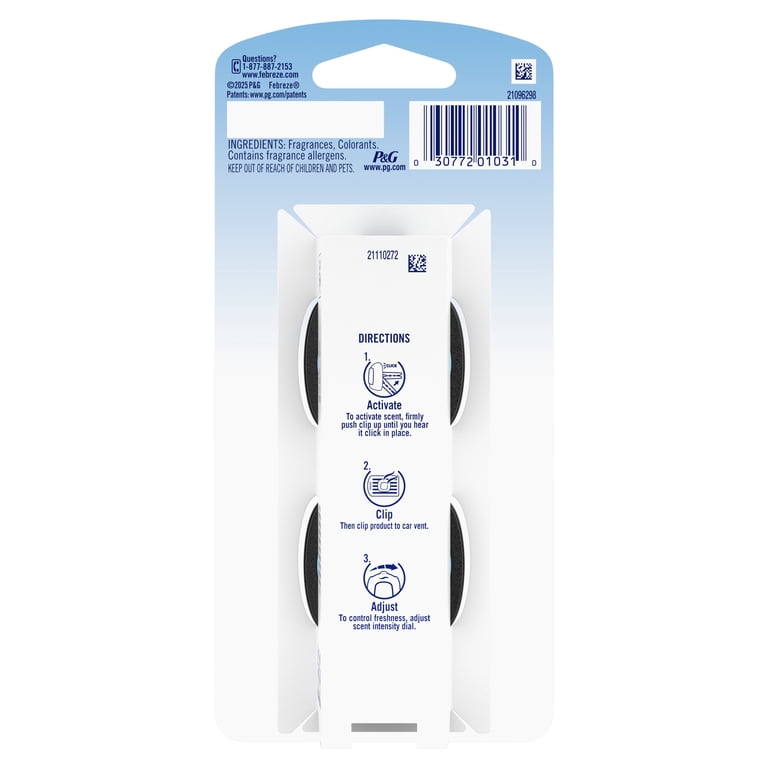 Febreze Car Air Freshener Odor-Fighting Car Vent Clip Smoke Odor Fighter 2  Count