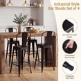 thumbnail image 6 of ELLEGNT 4 PCS 62 cm Counter Height Bar Stools – Metal Frame, Backrests & Footrests Included, Black, 6 of 10