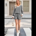 thumbnail image 4 of Conjunto de 2 Piezas de Rayas para Mujer: Sudadera de Larga y Pantalones Cortos y Negro XL, 4 of 10