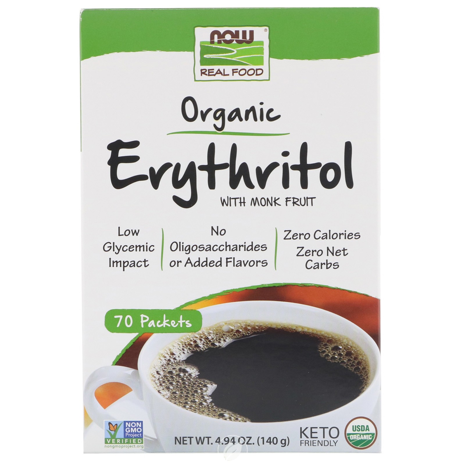 NOW REAL FOODS Organic Erythritol Sweetener 70 PKT, Pack of 2 Walmart
