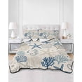 thumbnail image 3 of Blue Beige Coastal Twin XL Size Down Alternative Comforter,Lightweight Comforter Quilt Bedding Set with Pillow Shams Summer Beach Starfish Coral Nautical Rustic Bed Comforter Duvet Insert 68"x98", 3 of 7
