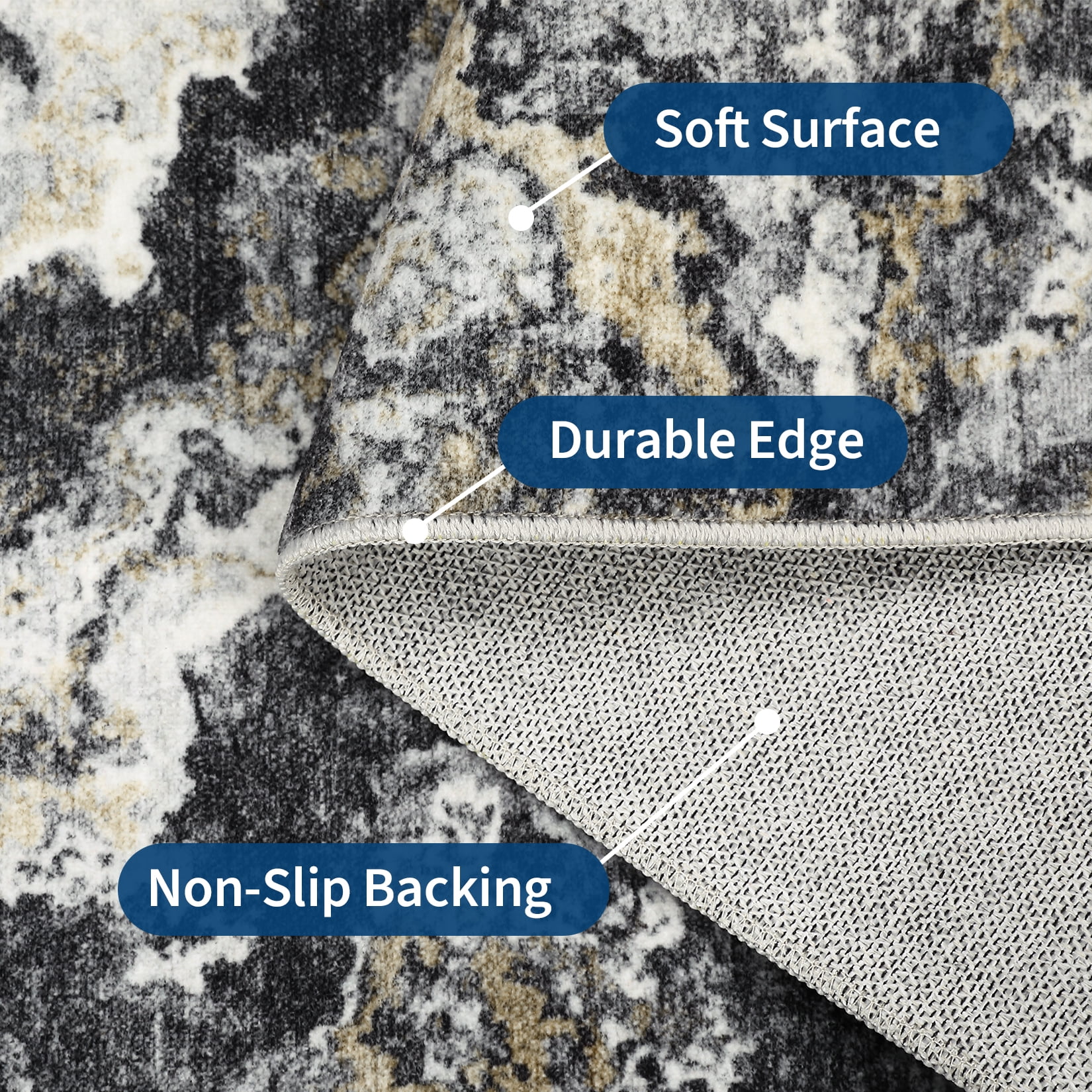 GlowSol 5'x7' Area Rugs for Living Room, Modern Abstract Rug Machine Washable Rug, Stain Resistant Carpet for Dining Room Home Office, Gray