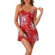 thumbnail image 1 of INSPIRAR CHIC Camisones de Satén para Mujeres Ropa de Noche Vestido de Seda Mini Lencería Floral L Rojo, 1 of 6
