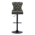 thumbnail image 2 of Guyou Modern PU Leather Swivel Bar Stools Set of 2, Adjustable Upholstered Curved Backrest Bar Stools with Button Tufted and Nailhead Decoration, Grey, 2 of 13