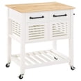 thumbnail image 1 of Stafford Engineered Wood Kitchen Cart with Wood Top and White Base, 1 of 10