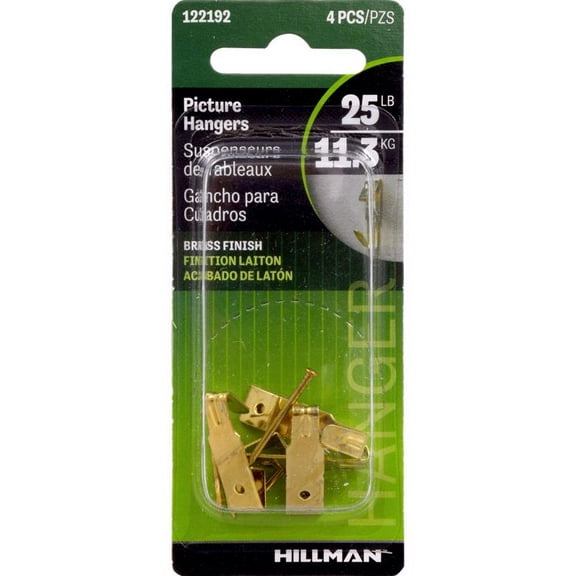 Hillman 53870 25 lbs AnchorWire Brass-Plated Gold Professional Picture Hanger, Pack of 4 - Case of of 10