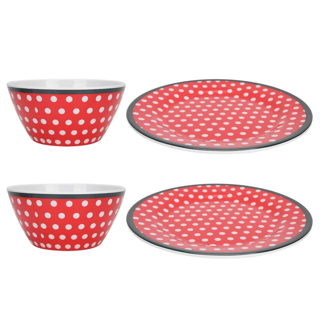 Imitation Porcelain Plate,4Pcs Salad Dish Set Salad Dish Round Dish High-End Performance