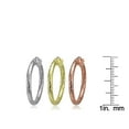 thumbnail image 2 of Sterling Silver Tri Color 2.5x25mm Diamond-Cut Polished Hoop Earrings Set of 3, 2 of 2
