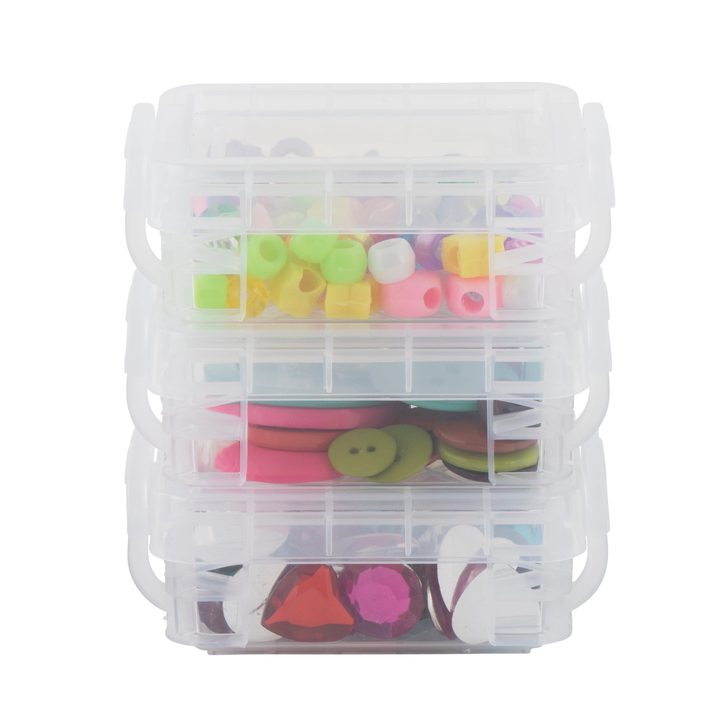 Super Stacker 3 Sheets (36 total) Clear  Bitty Boxes - Stackable Storage Containers for Craft Supplies and Office Supplies - Bulk 12 Pack