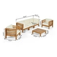 thumbnail image 6 of Frankie Outdoor 5 Seater Acacia Wood Sofa Chat Set, Teak and Beige, 6 of 8