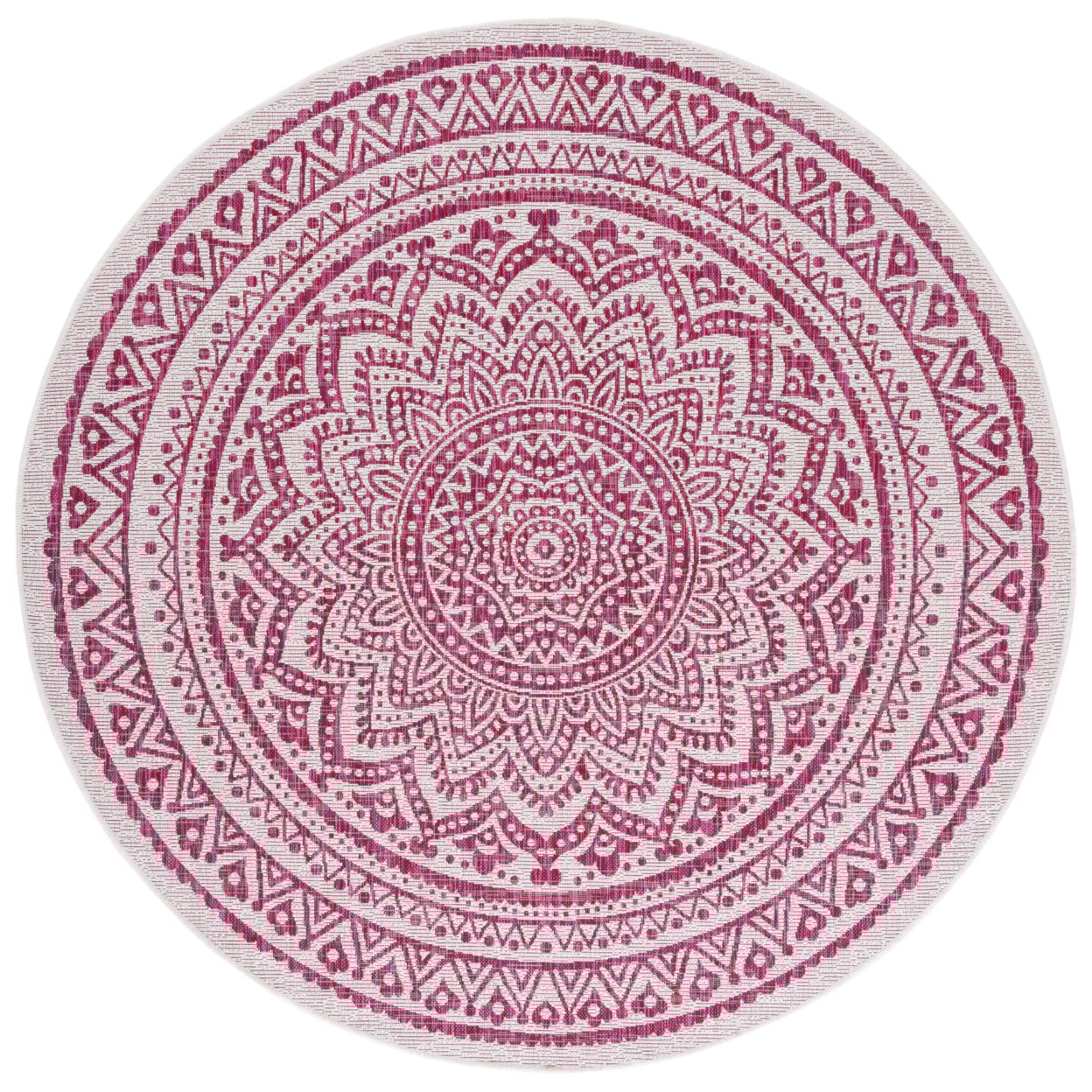 thumbnail image 5 of SAFAVIEH Courtyard Josiah Floral Medallion Indoor/Outdoor Area Rug, Ivory/Fuchsia, 6'7" x 6'7" Round, 5 of 8