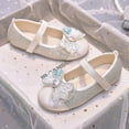 thumbnail image 5 of Fesfesfes Girls Crystal Pearl Bow Heels,Princess Style Dress Shoes with Round Toe, Elegant Mid Heels for Parties and Weddings(White#2,12-13 Years), 5 of 7