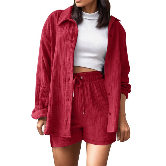 My Orders Placed Recently Womens Lounge Sets For Fall ZVAVZ Womens Summer Fall Wrinkle Tracksuits Laple Neck Buttons Down Shirts Drawstring Shorts Pants Sets Womens Two Piece Outfits Casual