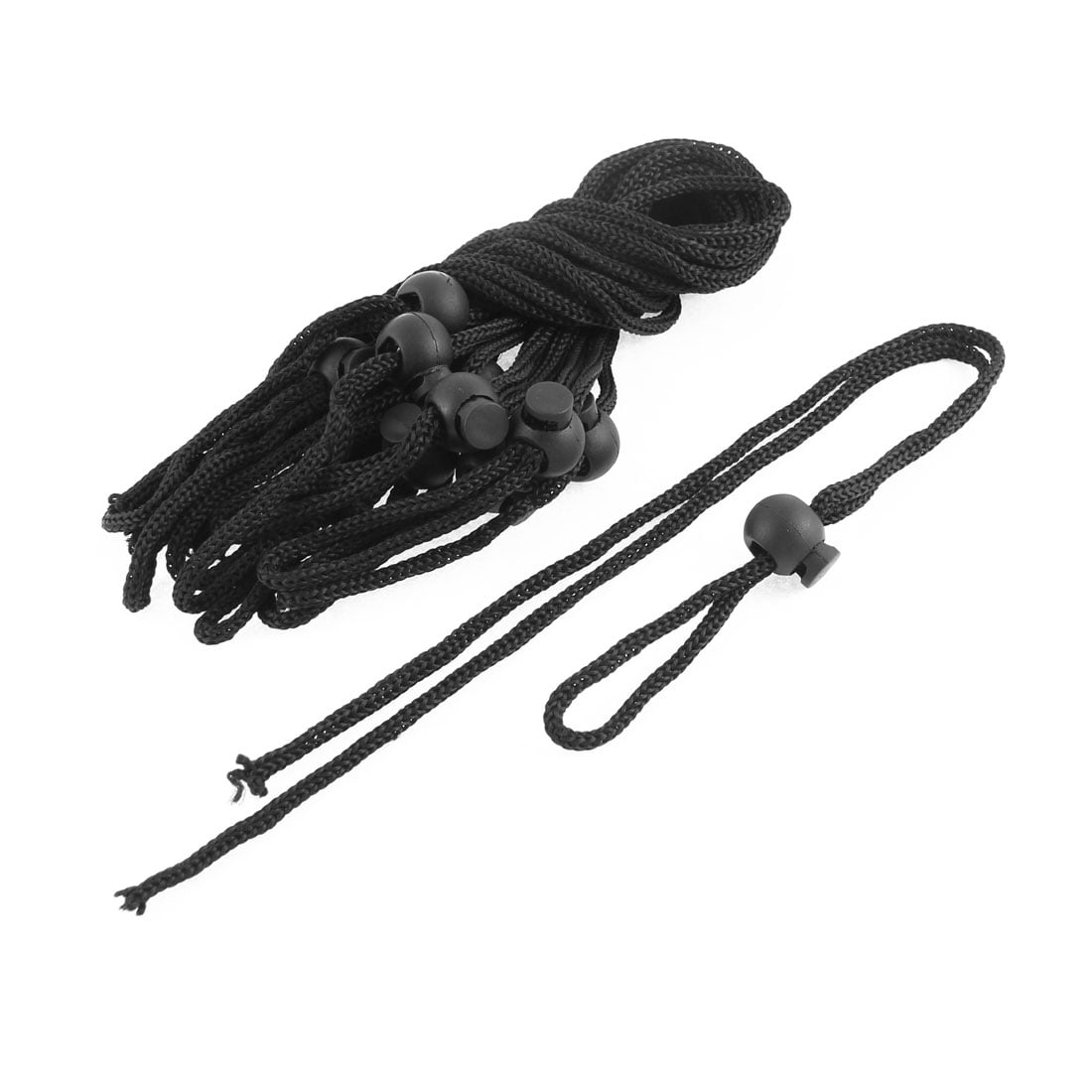 Backpack Black Nylon Cord Lock Ends Buckle Clip Pull String Lanyard 10pcs