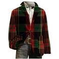 thumbnail image 7 of Christmas Outfits for Men Corduroy Suit Blazers Notched Button Up Long Sleeve Snowflakes Plaid Party Dressy Jacket (XL, Red F), 7 of 7