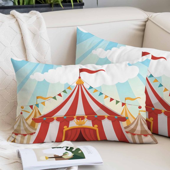 Cartoon House Pillow Covers 12"x20", Funny Playground White Soft Brushed Microfiber Breathable Throw Pillow Covers, Decorative Pillowcase with Zipper for Couch Sofa Bedroom Living Room