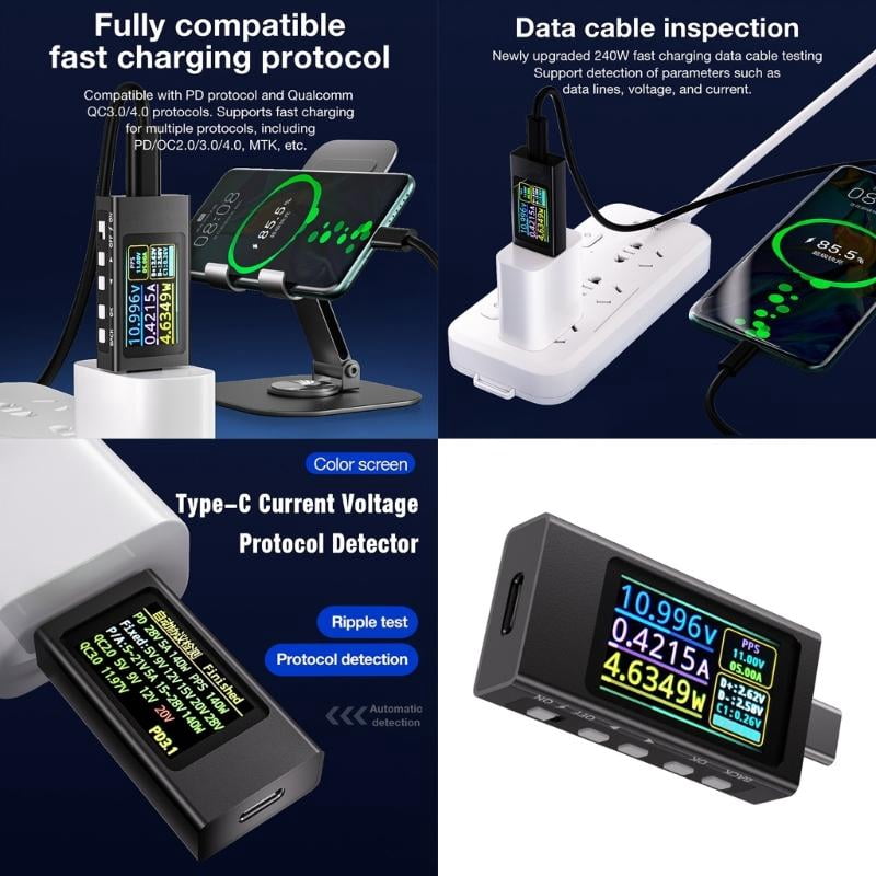 Digital Ammeter Voltmeter Type C Tester Protocol Analyzer Voltage Current Tester