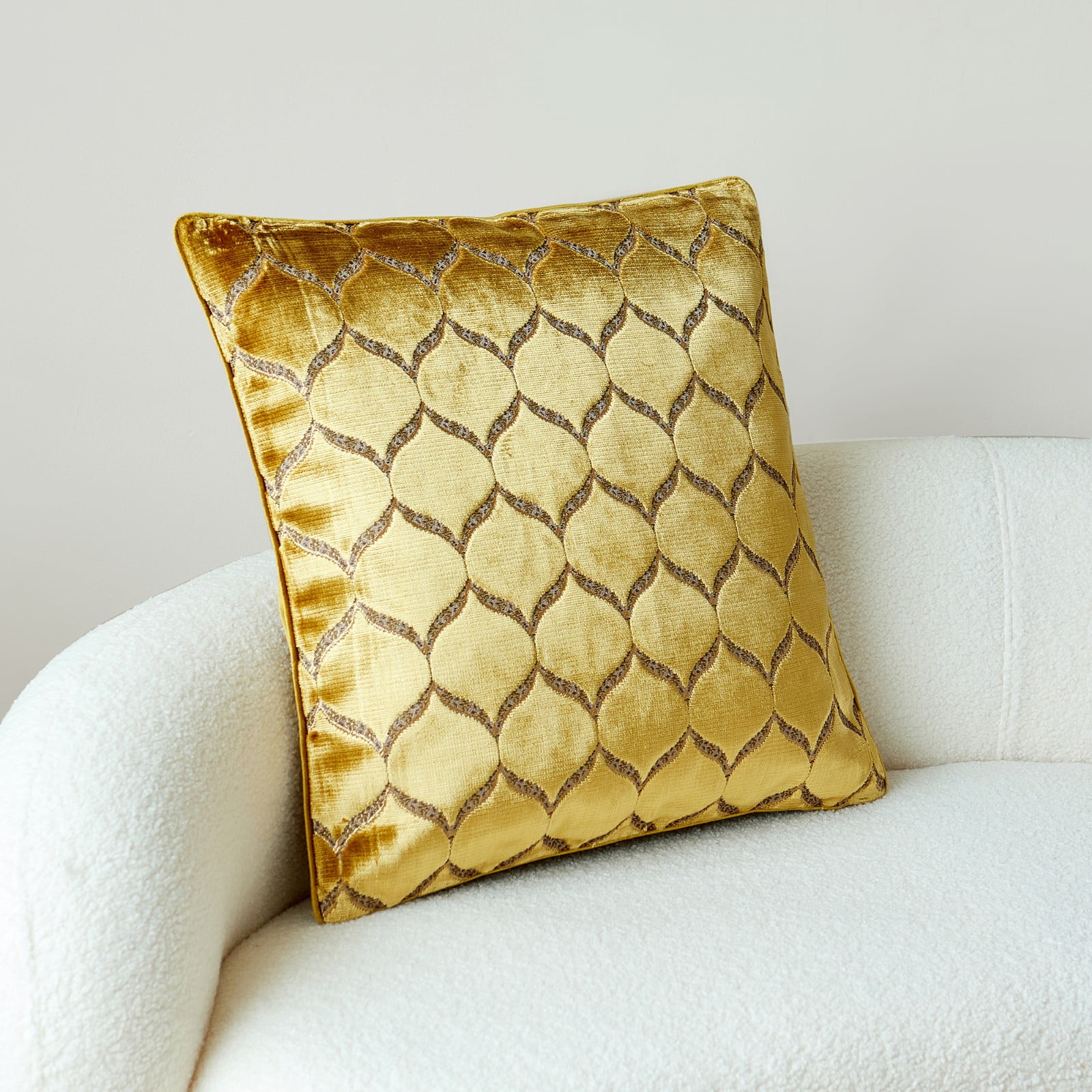 Throw Pillow Covers Cases Moorish Cut Velvet Design Pillow Cover Elegant Luxurious Gold Large Decorative Cushion Covers 24" x 24"