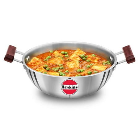 

Silver Stainless Steel Deep Kadhai 4 Liters | Triply Stainless Steel Kadai Flat Bottom Induction Kadhai Big Kadai (SSK40)
