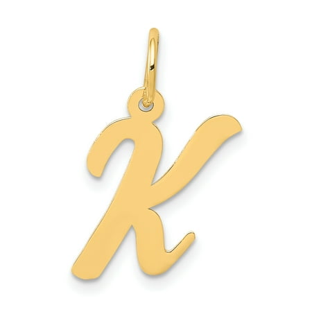 14k Initials Charm - 14k Yellow Gold Medium Script Initial Monogram Name Letter K Pendant Charm Necklace Gifts For Women For Her