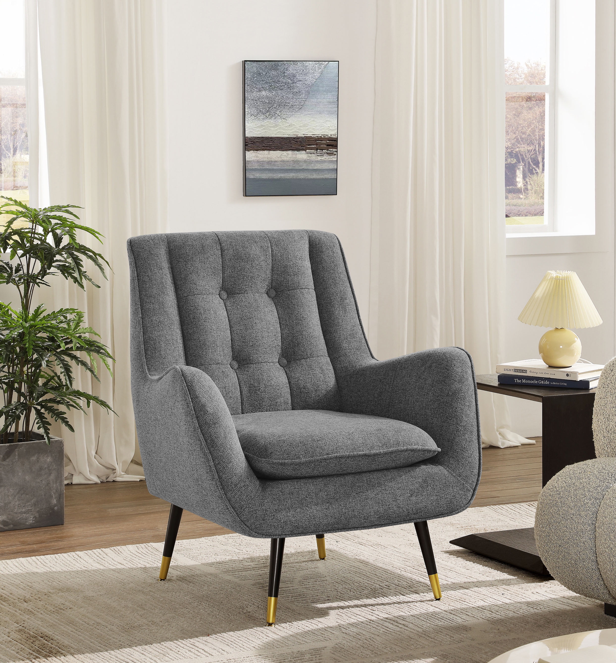 Art Leon Tufted Wingback Chair, Velvet Deep Upholstered Accent Chair