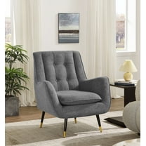 Art Leon Tufted Wingback Chair, Velvet Deep Upholstered Accent Chair for Living Room, Dark Gray
