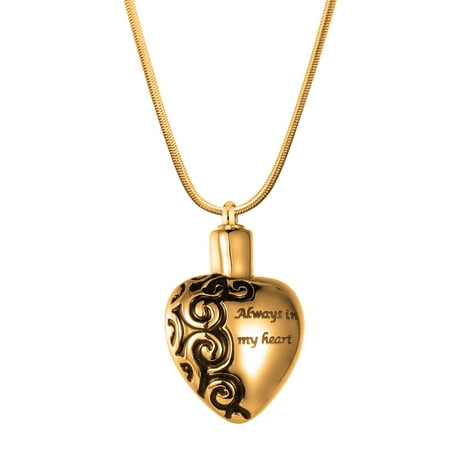 - Personalized Always In My Heart Memorial Cremation Jewelry Urn Ashes Holder Necklace (Gold)