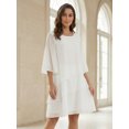 thumbnail image 4 of DARING DIVA Chiffon 3/4 Sleeve Tiered Layered Flowy Dress S Whites, 4 of 8