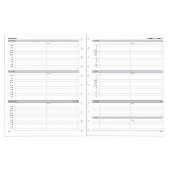 2026 TUL® Discbound Weekly Planner Refill Pages, Letter Size, January To December, TULLTFLRTIMERY26