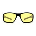 thumbnail image 2 of Mens Driving Yellow Lens TAC 1.1 Polarized Wrap Soft Arm Sport Sunglasses Shiny Black Grey, 2 of 4