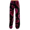 thumbnail image 4 of Love Heart Print Pajama Pants for Women Valentine Sleep Pants Wide Leg Comfortable Pajama Bottoms with Drawstring Waist Hot Pink L, 4 of 6