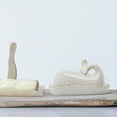 thumbnail image 2 of Creative Co-Op Coastal Stoneware Whale Shaped Butter Dish, White, 2 of 5