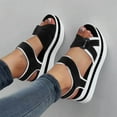 thumbnail image 2 of Aayomet Flat Sandals for Women Ladies Fashion Summer Color Blocking Open Toe Hook Loop Thick Wedge Heel Sandals,Black 7.5, 2 of 3