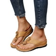 thumbnail image 4 of VSSSJ Orthopedic Sandals for Women Arch Support Sandals Orthotic Sandals Flip Flops Comfy Wedge Walking Slippers Anti-Slip Breathable Sandals Dressy Summer Beach Travel Brown 37, 4 of 8