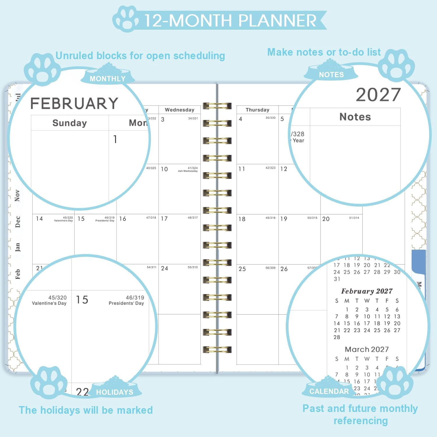 Planner 2026-2027 - Academic Planner 2026-2027, 26-27 Weekly & Monthly Planner with Tabs, Jul. 2026 - Jun. 2027, 6.5" x 8.5", Hardcover with Back Pocket + Thick Paper + Banded, Twin-Wire Binding - Cu