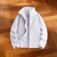 thumbnail image 2 of vdgthytj Jackets for Women Fleece Full Zip Stand Collar Long Sleeve Solid Fall Winter Casual Outerwear with Pockets(X-Small,White), 2 of 4
