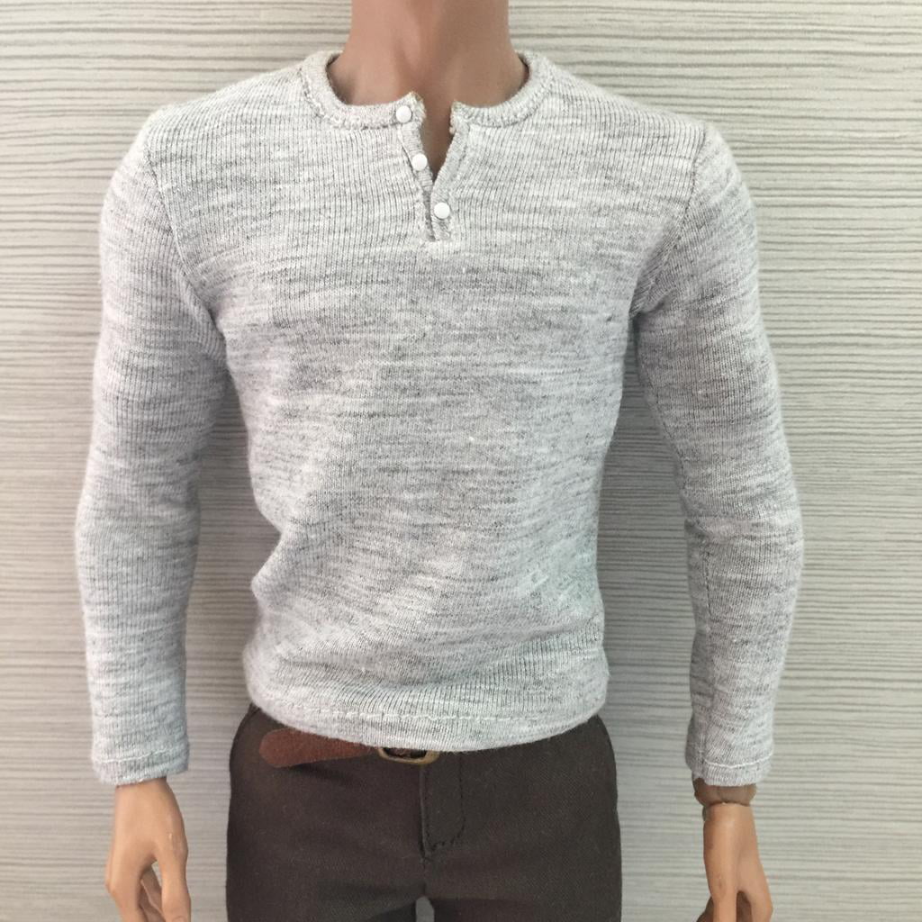 1/6 Male Clothes Gray Long Sleeve T-shirt Top for 12'' Hot Toys TC Figures 