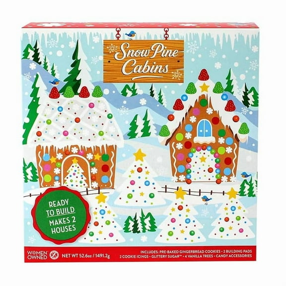 E-Z Build Gingerbread House Kit Value 2-Pack – Pre-Baked Edible Cookie Pieces, Holiday Christmas Decorating Set with Icing & Candies, Family Activity Craft, 3D Embossed Design, 52.6 oz