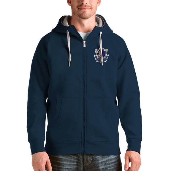 Men's Antigua Navy Dallas Mavericks Logo Victory Full-Zip Hoodie