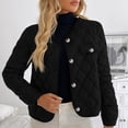 thumbnail image 2 of Byworldtasic Lightweight Quilted Cotton Jacket for Women Casual Long Sleeve Button Down Padded Coat with Pockets, 2 of 9