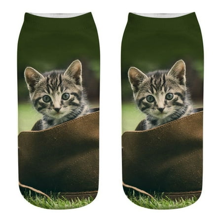 

TOYFUNNY Women 3D Novelty Crazy Funny Cat Ankle Socks Cute Colorful Cartoon Low Cut Socks