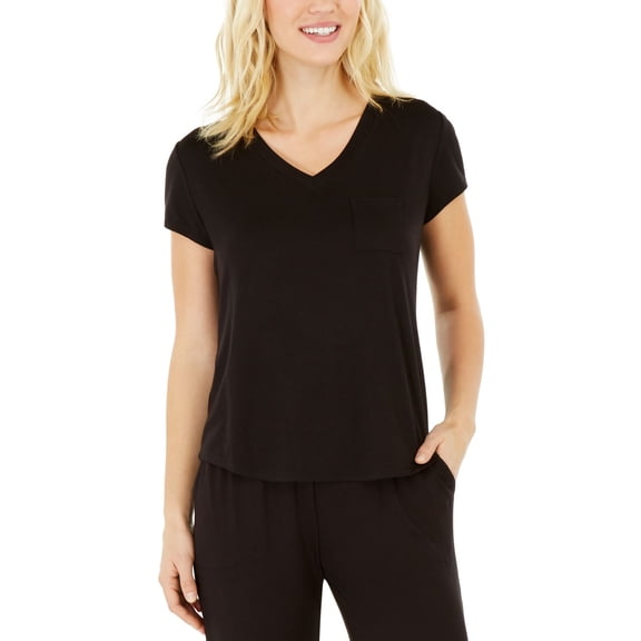 Alfani Womens Ultra-Soft Knit Sleep T-Shirt Classic Black Size X-Small
