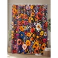 thumbnail image 4 of Spring Flowers Shower Curtain Set, Waterproof Shower Curtains for Bathroom, Daisy Yellow Blue Flower Retro Painting Washable Fabric Cloth Bath Curtain for Bathtub Decoration with Hooks 72x78 Inches, 4 of 6