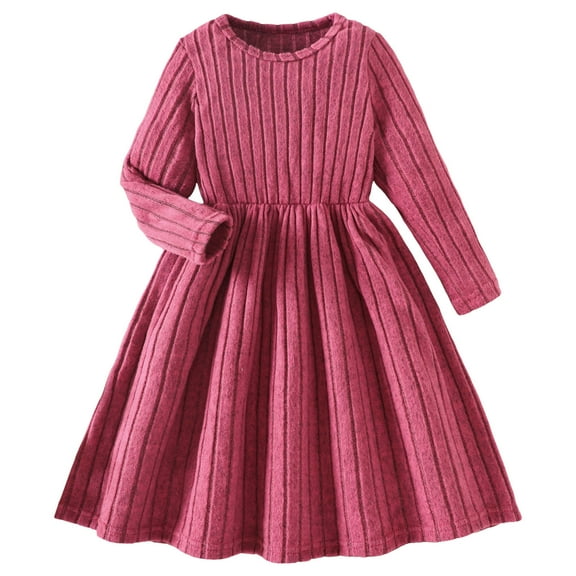Splozh Toddler Girls Casual Dresses Toddler Baby Girls Fall Clothes Soft Dress Long Sleeve Winter Outfits Casual Birthday Party Wine,9-10 Years