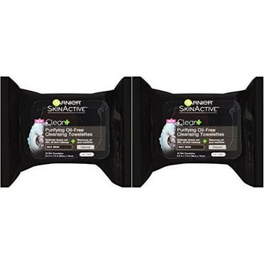 Garnier Skin Skinactive Clean  Charcoal Oil-Free Makeup Remover Wipes, 2 Count