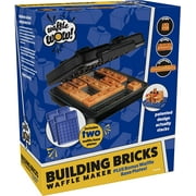 Waffle Wow Building Brick Electric Waffle Maker- BLACK with 2 Construction Eating Plates- Cook Fun, Buildable Waffles or Pancakes in Minutes - Stack & Build Creations on Serving Dishes