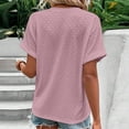 thumbnail image 4 of V Neck Tops for Women Batwing Sleeve Pure Color Fashionable Casual Breathable Button Short Sleeves Tops for Daily Office Dark Pink XL, 4 of 6