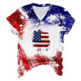 thumbnail image 4 of Camisas de Manga Corta para las Mujeres Día de la Independencia Blusas Estampado Cuello en V Top, Blusas para las Mujeres Casual, 4 of 5