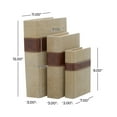 thumbnail image 4 of DecMode Faux Book Storage Light Brown Linen Fabric Decorative Box with Faux Leather Detailing, 3 Count, 4 of 19