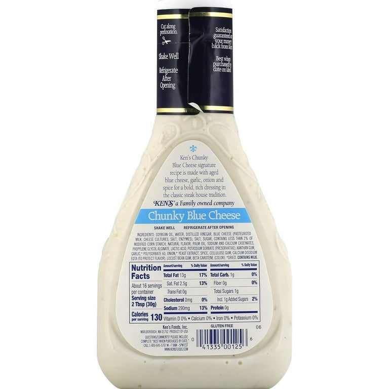 how many calories in 2 tbsp of blue cheese dressing Amazon.com : Ken's Foods Chunky Blue Cheese Dressing, 16 oz : Grocery & Gourmet Food